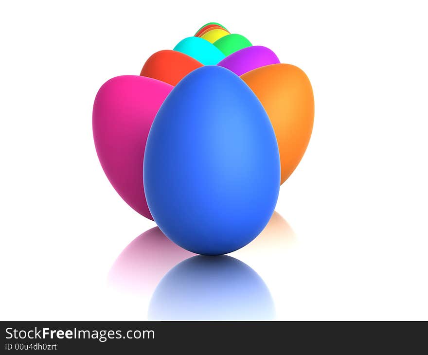 Color eggs on white background