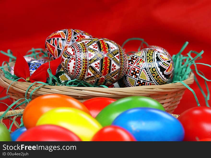 Mixed painted eggs for Easter. Mixed painted eggs for Easter