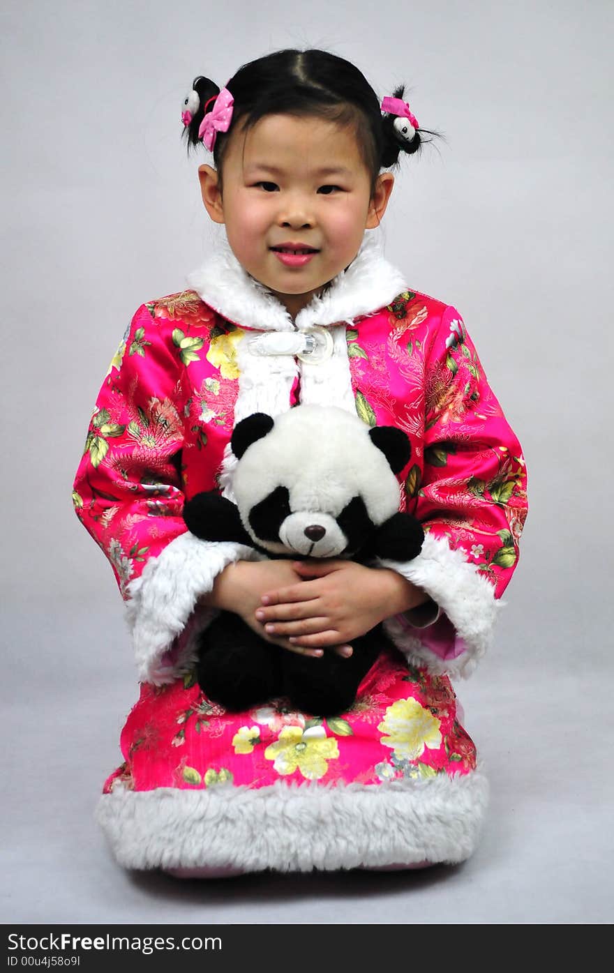 Chinese girl have traditional wear beautiful cloth, happy girl. Chinese girl have traditional wear beautiful cloth, happy girl