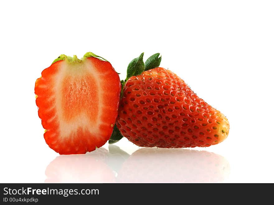 Close up of strawberry over white background