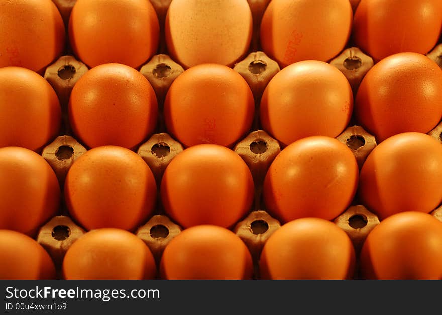 Boxes filled with eggs on food market