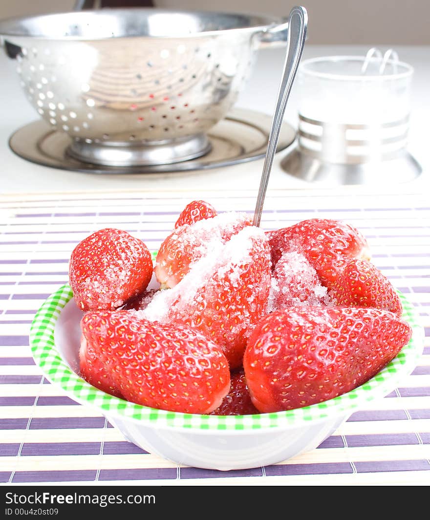 You have fresh strawberries in the bowl