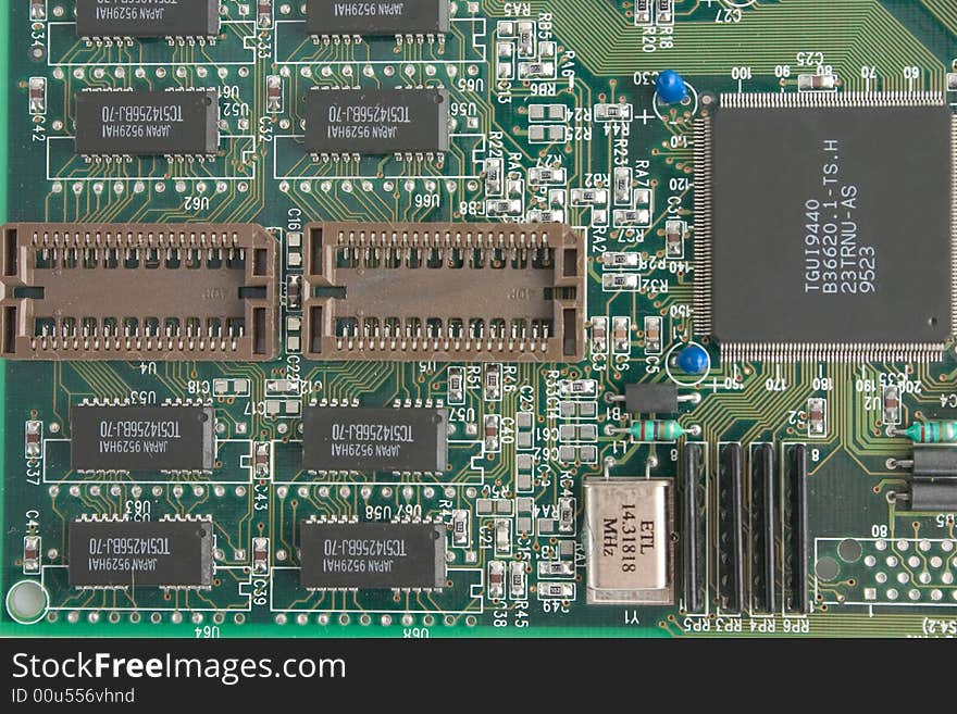 Printed-circuitboard with integrated circuit.