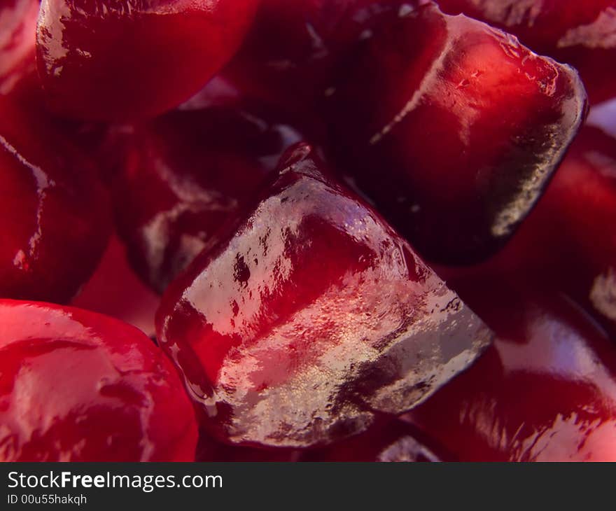 Pomegranate seeds macro - extreme close up