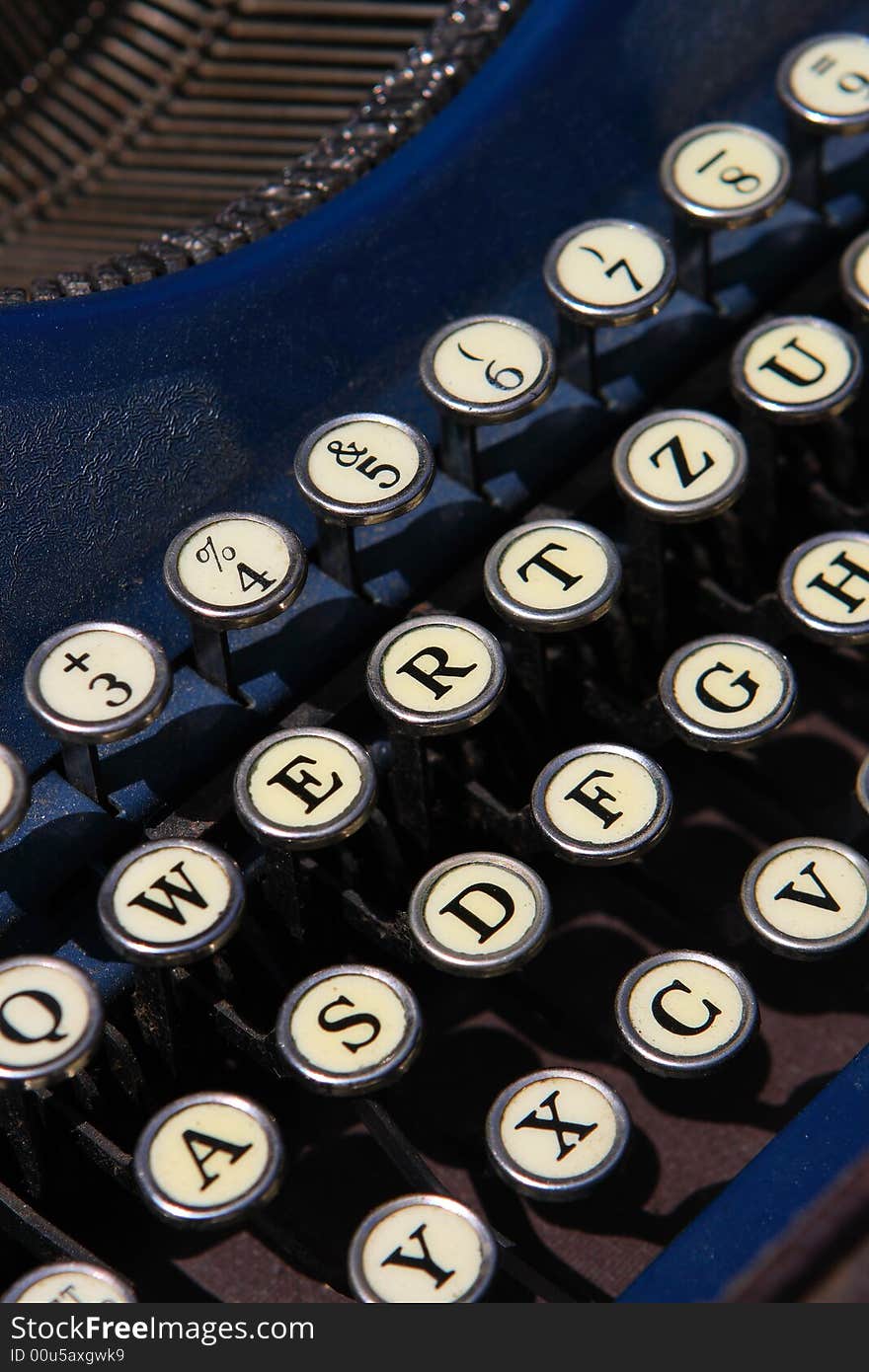 The keyboard of an old typewrite. The keyboard of an old typewrite