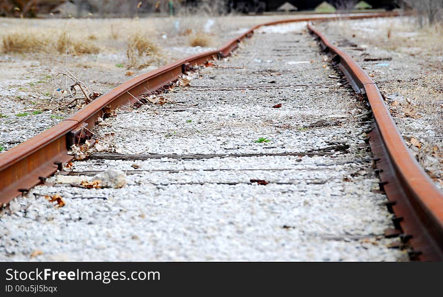 Old railroad tracks, that are no longer used. Old railroad tracks, that are no longer used.