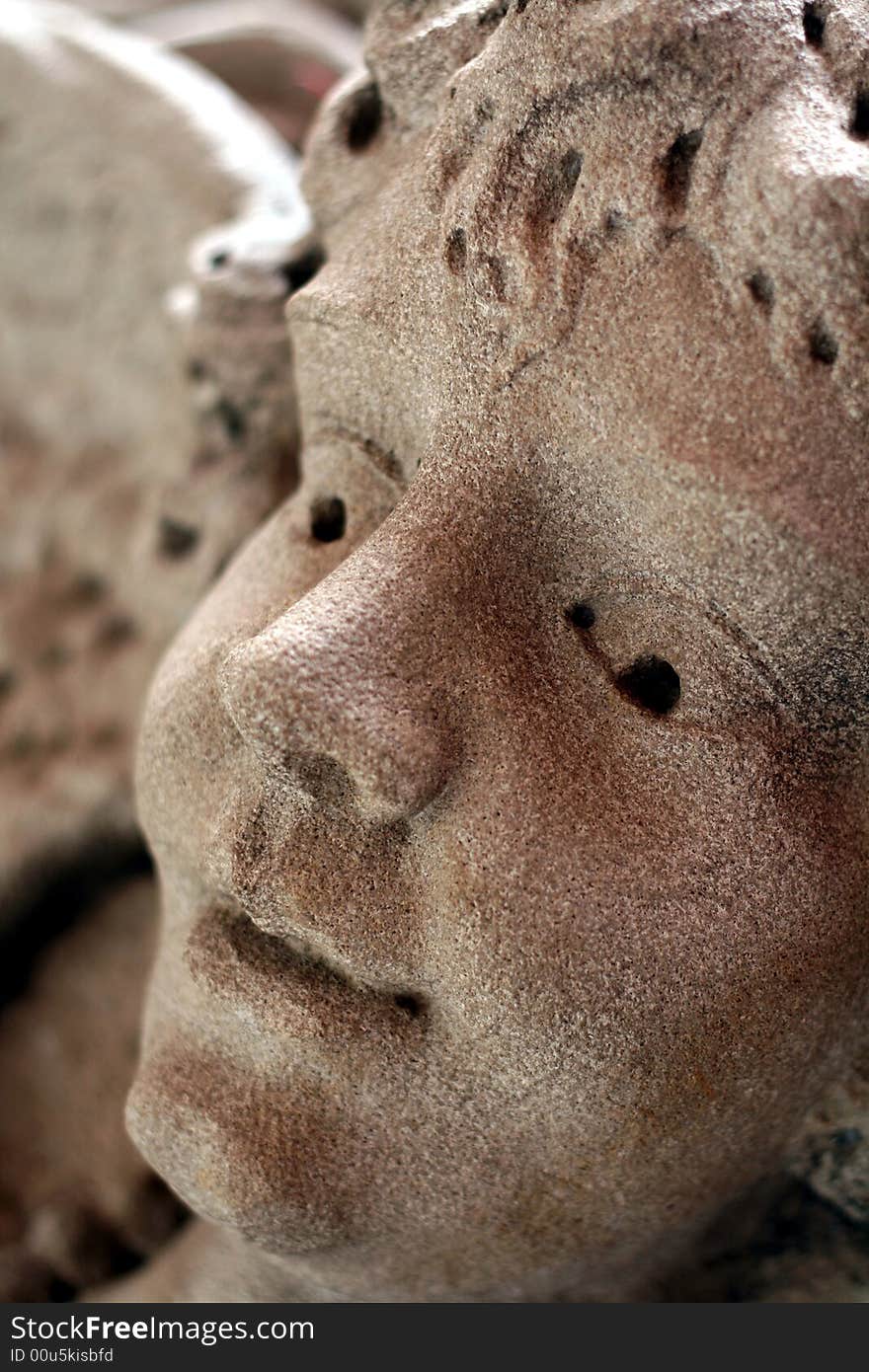 Closeup of angel statues face