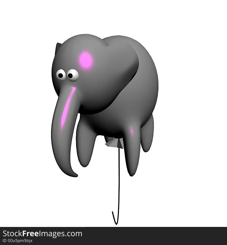 Balloon, the elephant, on a white background. 3D image.