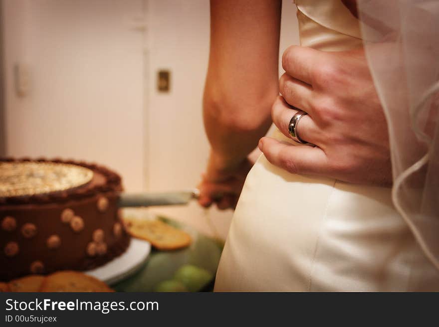 Cake at a wedding reception being cut