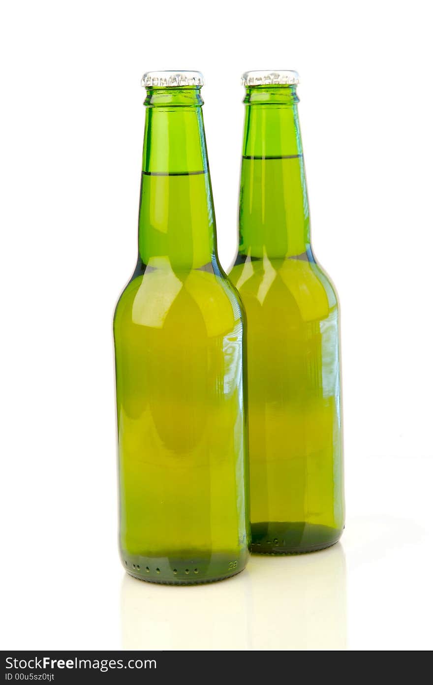 Bottles of beer isolated on a white background. Bottles of beer isolated on a white background