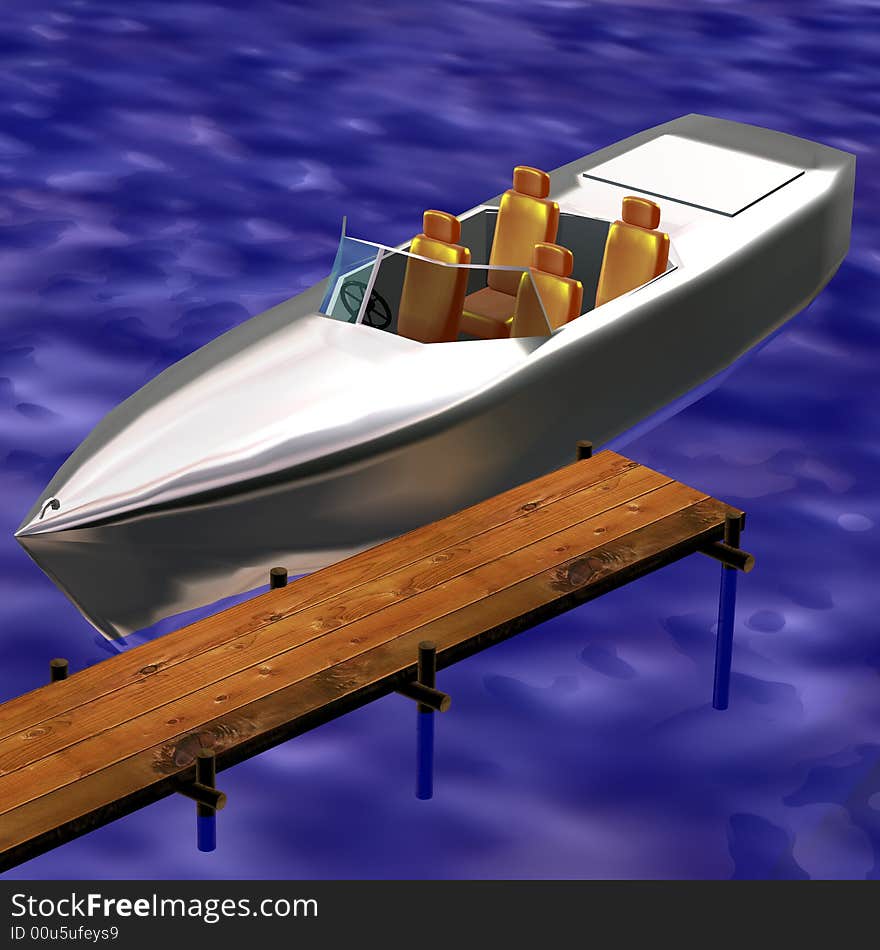 Walking vessel on parking. 3D image.