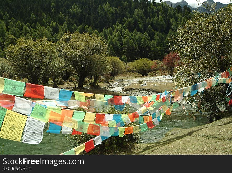 Horse banner with the wind in the Tibetan region is the most common religion and decorative items, mostly rectangular color flags and marked with scripture. Horse banner with the wind in the Tibetan region is the most common religion and decorative items, mostly rectangular color flags and marked with scripture