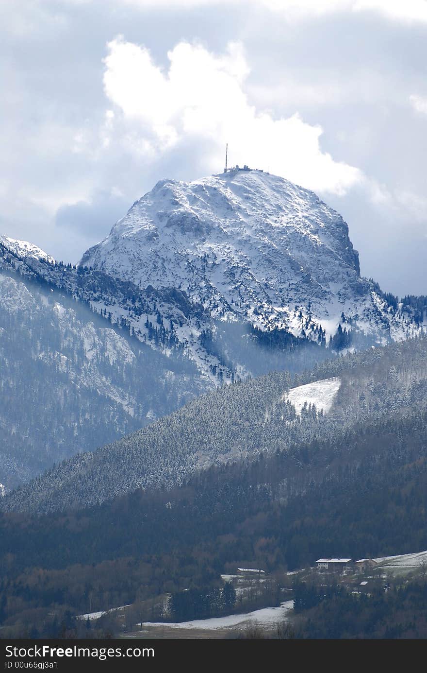 Cupola of the Alps mountain with the weather station on the top. Cupola of the Alps mountain with the weather station on the top