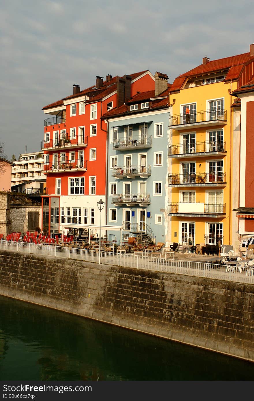 Houses on the river Inn