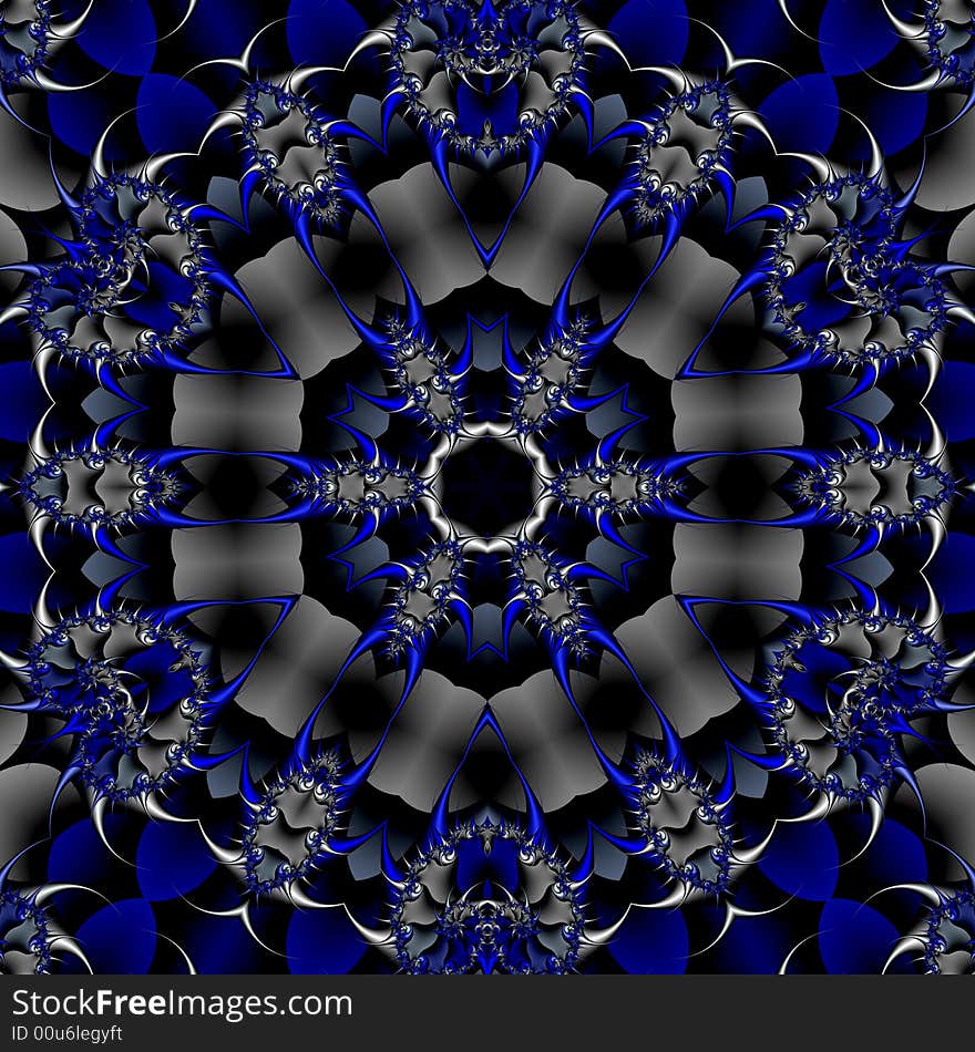 Abstract fractal image resembling a kaleidoscope formed by carnivorous bugs or plants