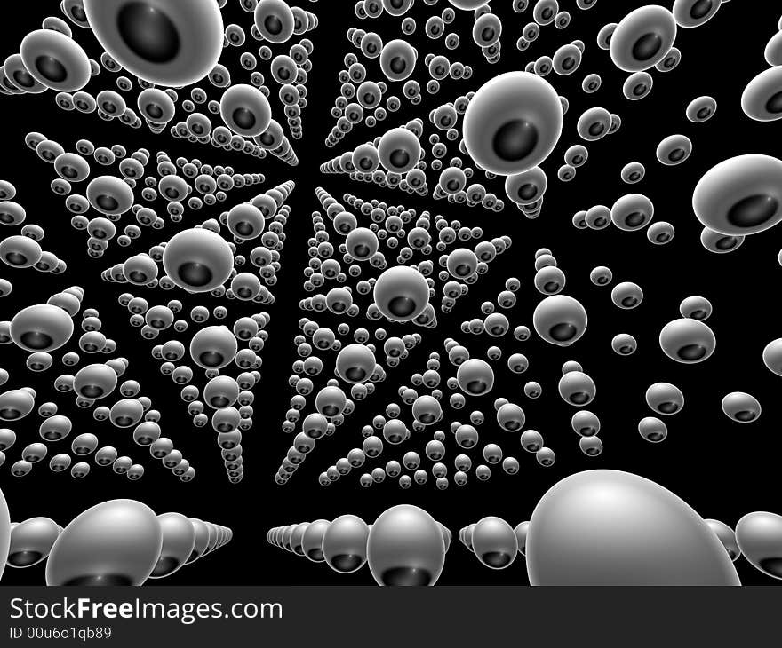 Grid of glossy spheres, on black background. Grid of glossy spheres, on black background