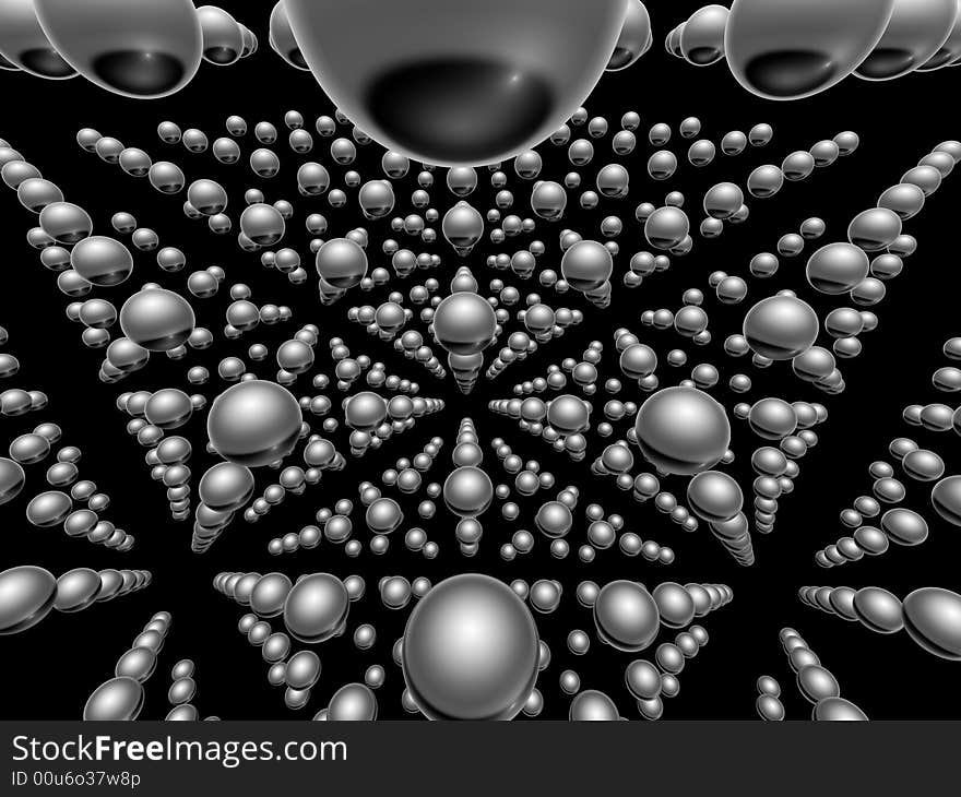 Grid of glossy spheres, on black background. Grid of glossy spheres, on black background