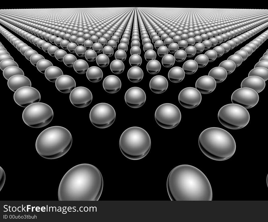 Grid of glossy spheres, on black background. Grid of glossy spheres, on black background