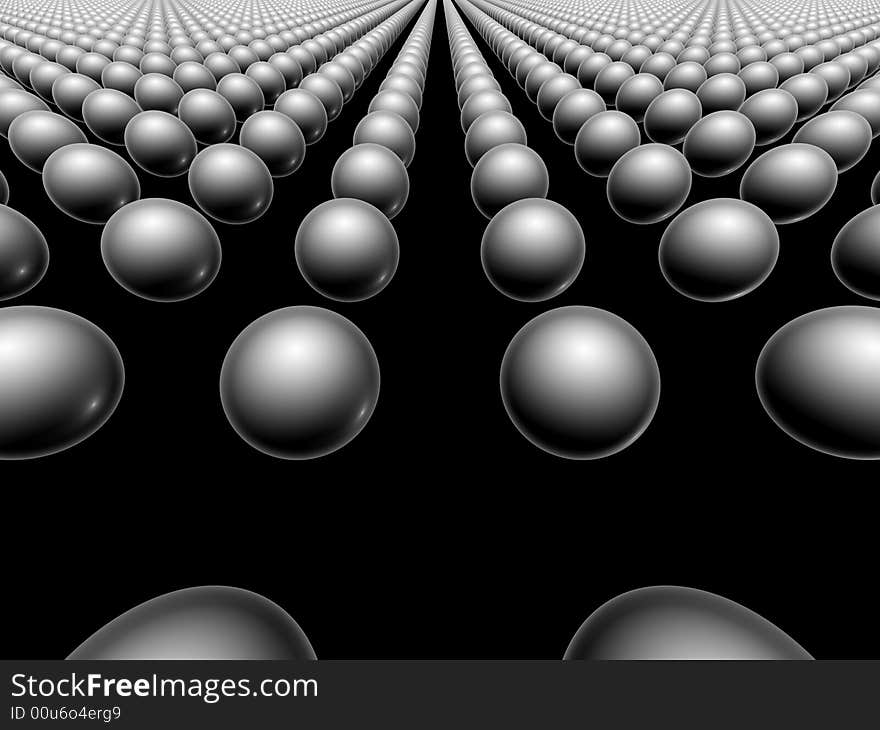 Grid of glossy spheres, on black background. Grid of glossy spheres, on black background