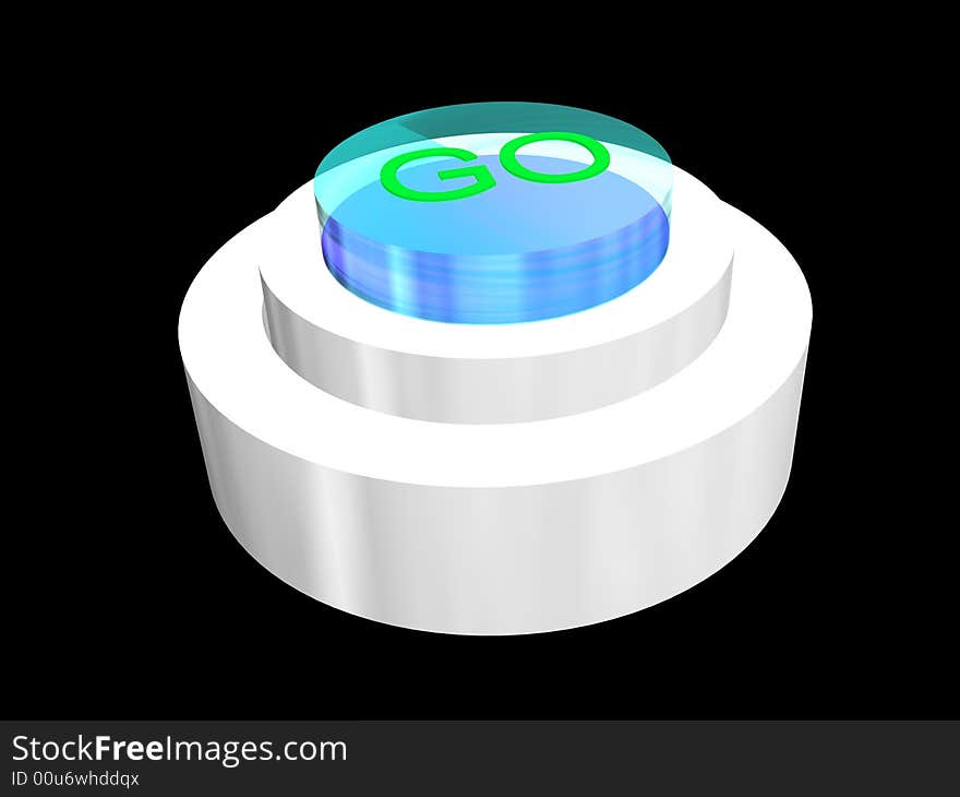 3d buton isolated on black background