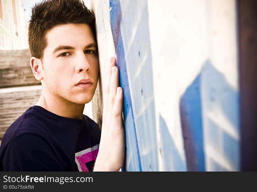 Young Man On Wall