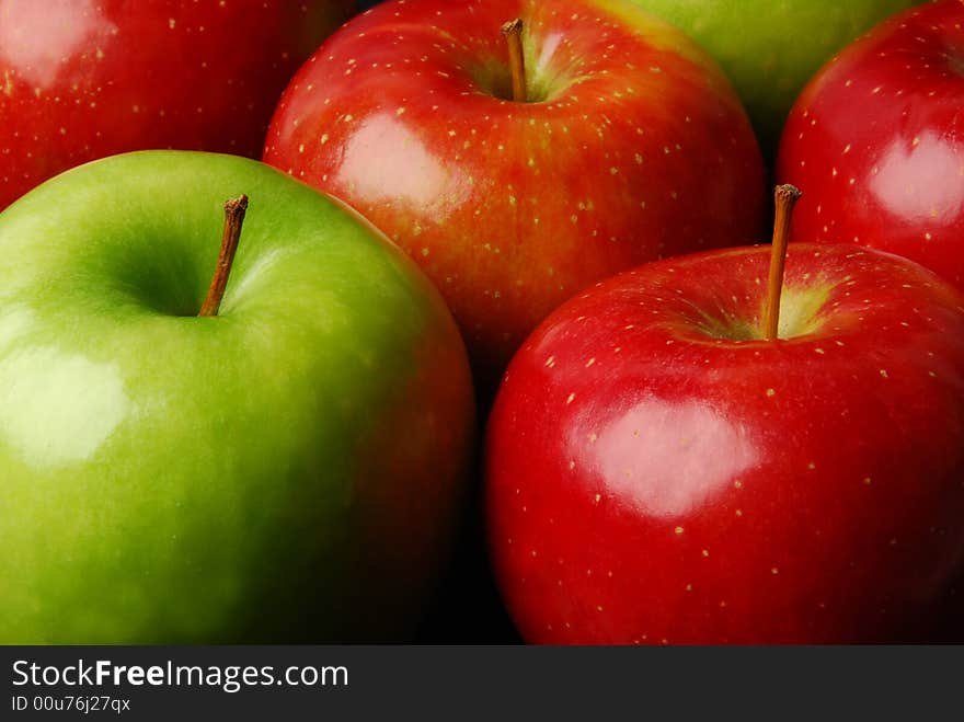 Delicious fresh green and red apples