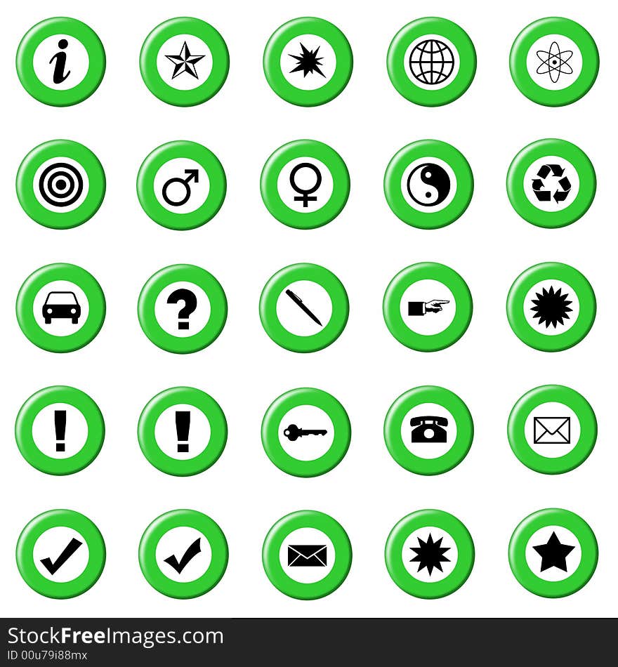 Set Of Green Control Buttons Icons, Internet Web Page Navigation Symbols. Set Of Green Control Buttons Icons, Internet Web Page Navigation Symbols