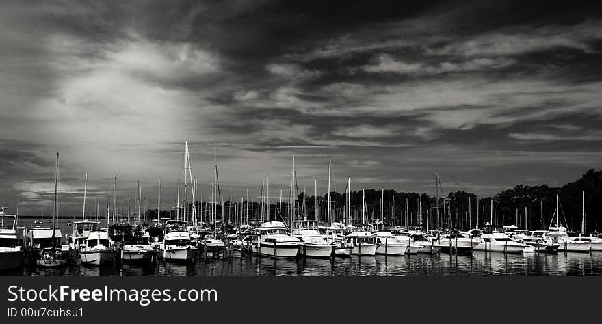 Docked boats on Julington Creek in Jacksonville, Florida. Docked boats on Julington Creek in Jacksonville, Florida.