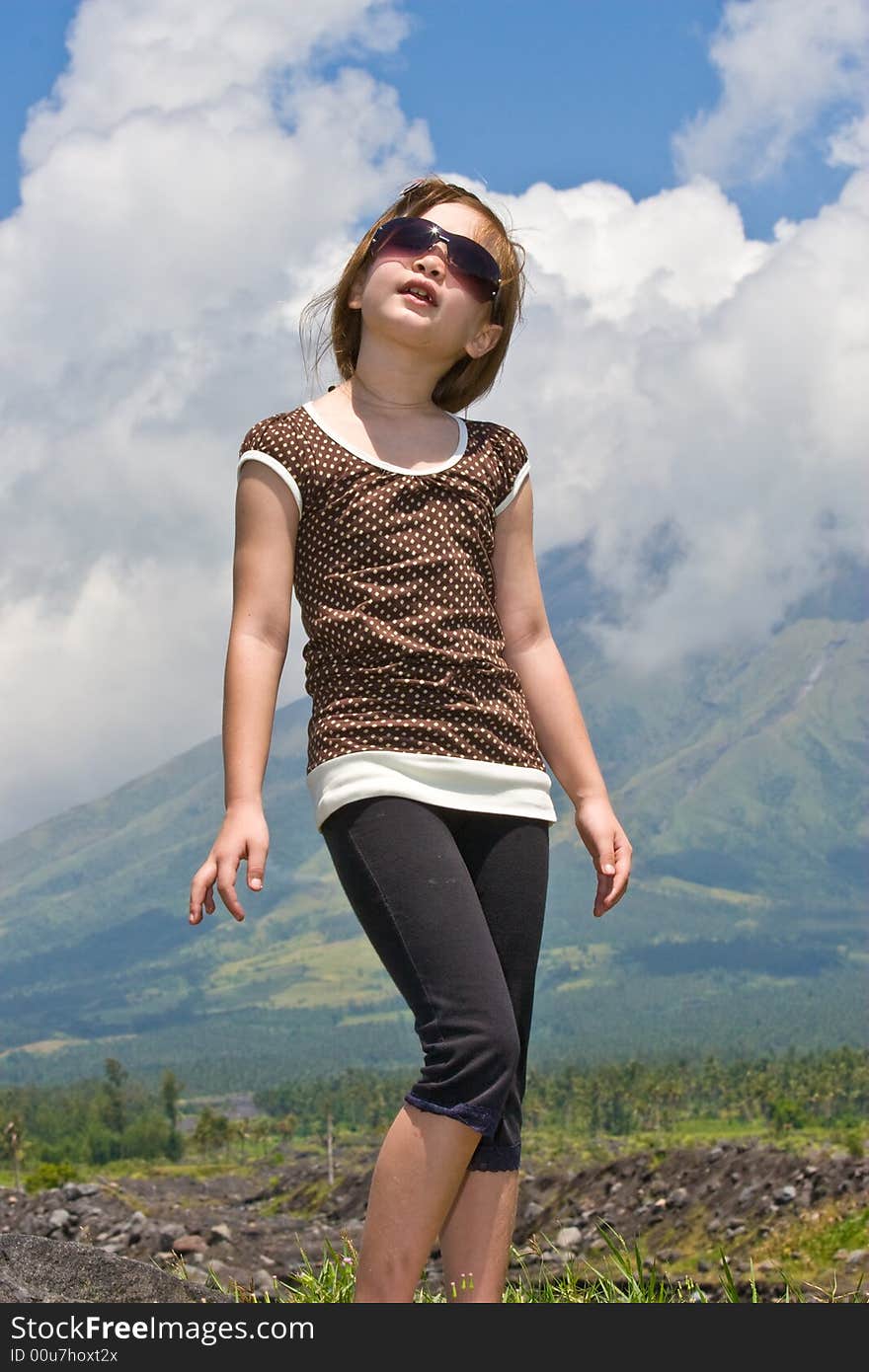 Girl looking up to the sky