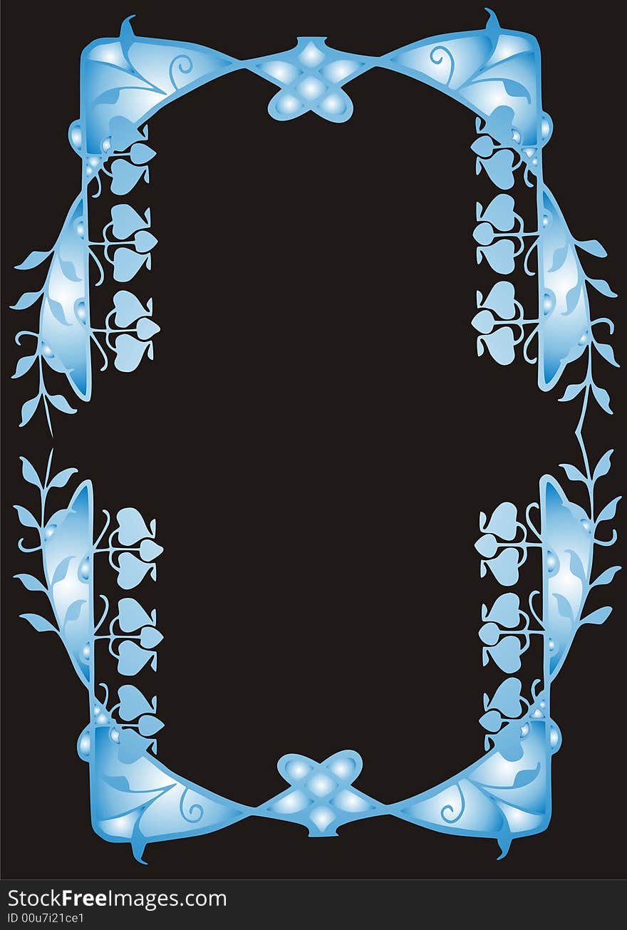 Blue floral frame -  illustration. Blue floral frame -  illustration