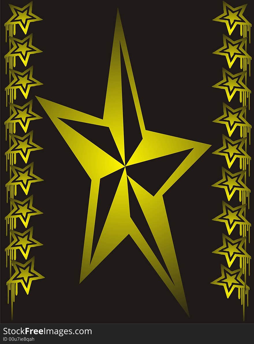 Golden stars on black background -  illustration. Golden stars on black background -  illustration