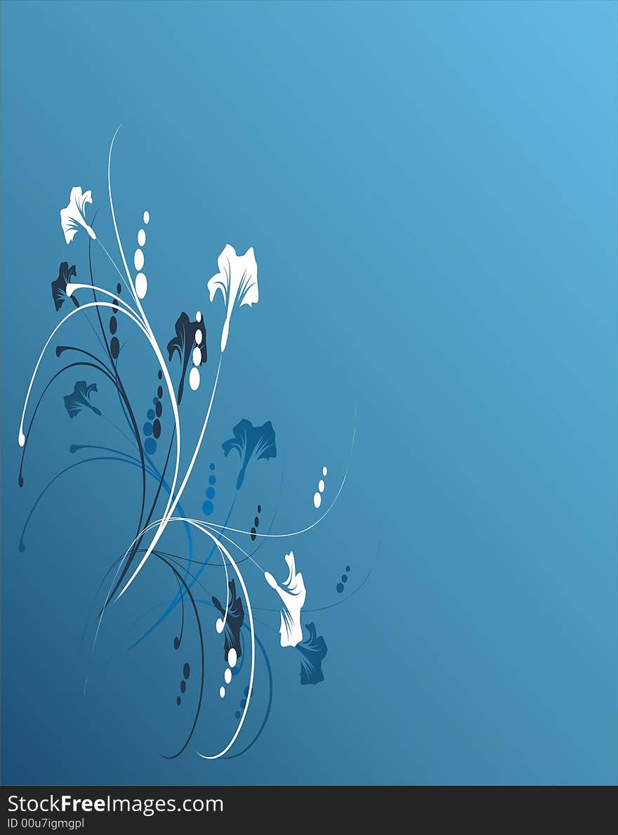 Blue floral background -  illustration