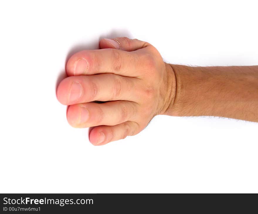 Man's Hand on White background