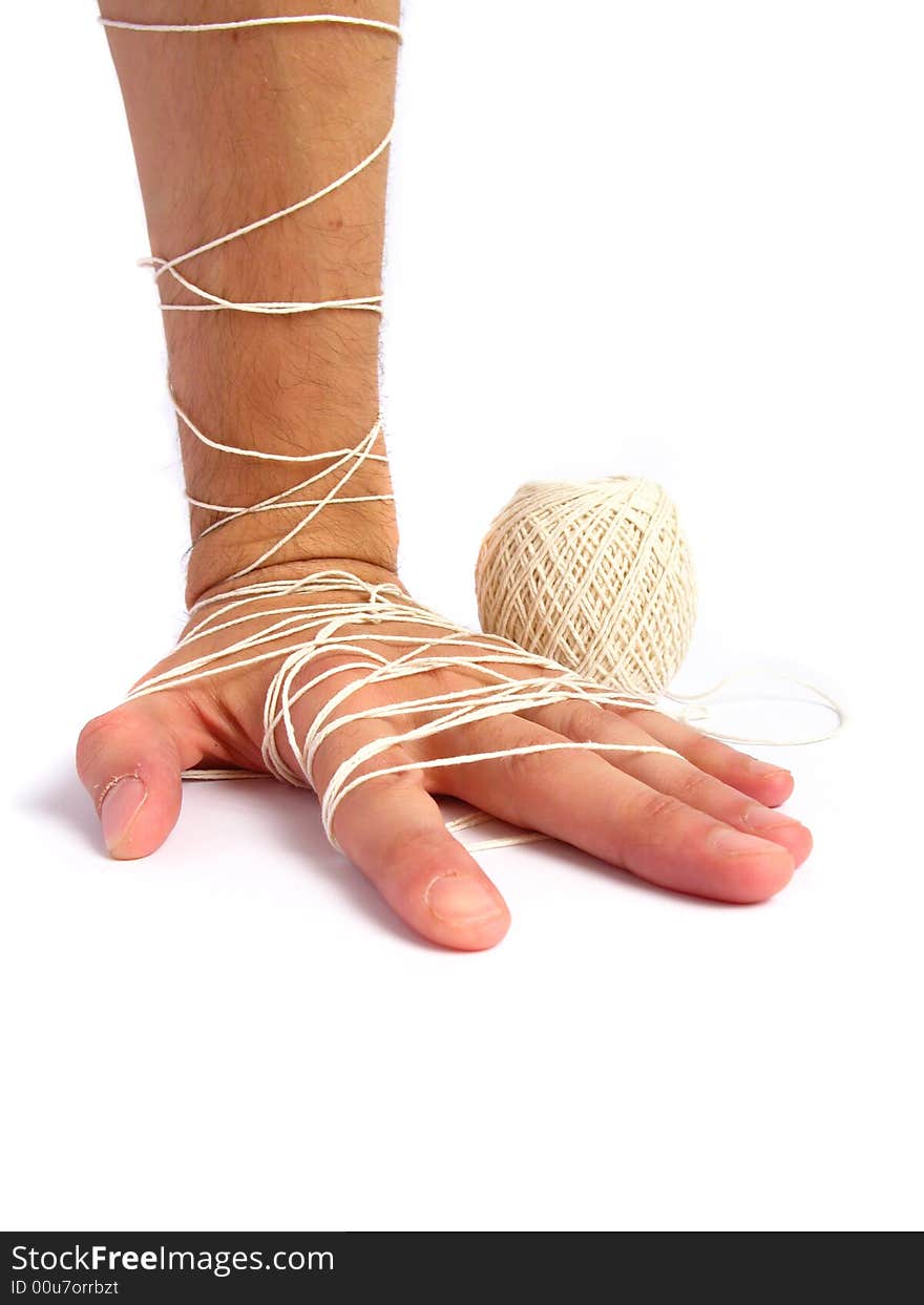 Hand tied with thread