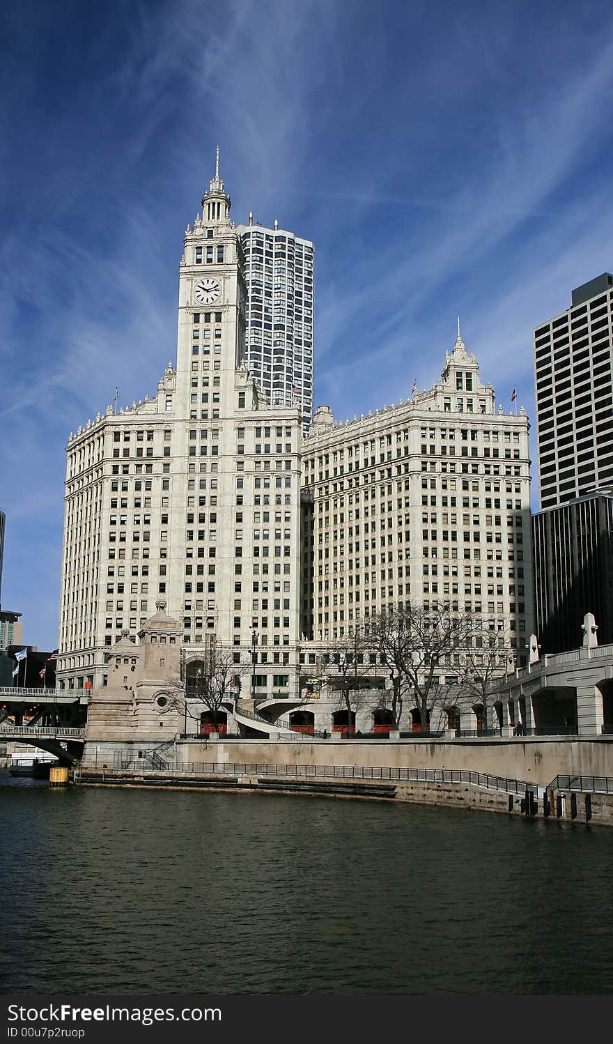 The high-rise buildings in the downtown Chicago. The high-rise buildings in the downtown Chicago