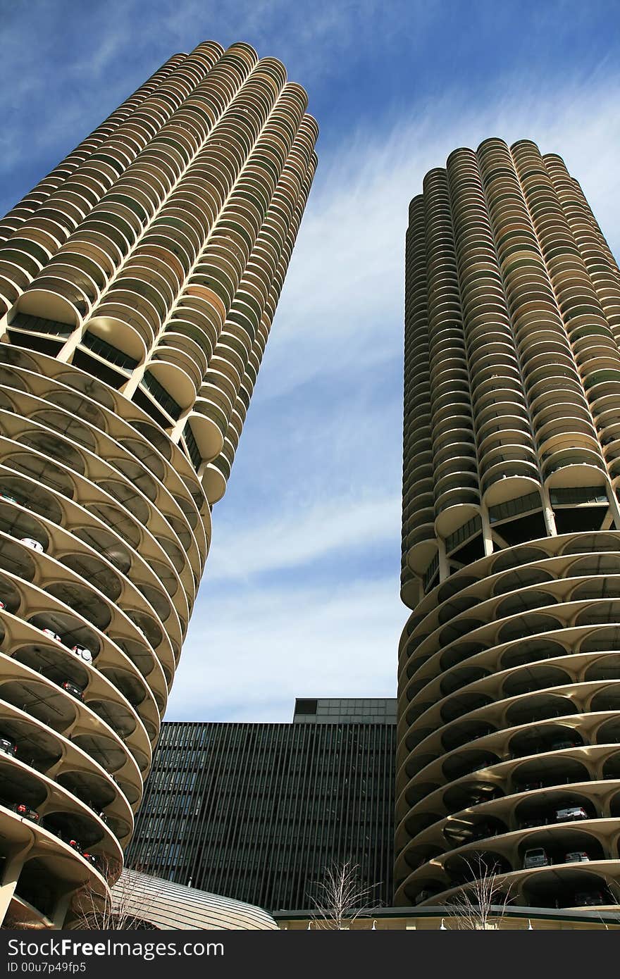 The high-rise buildings in the downtown Chicago. The high-rise buildings in the downtown Chicago