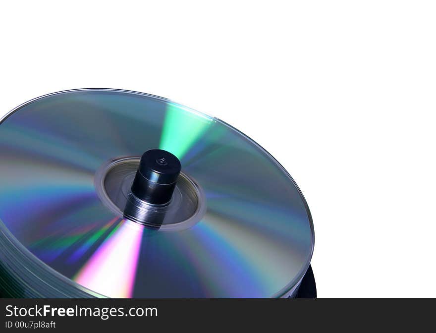 - a cd spindle on white background; isolated; processed with white balance artificial light