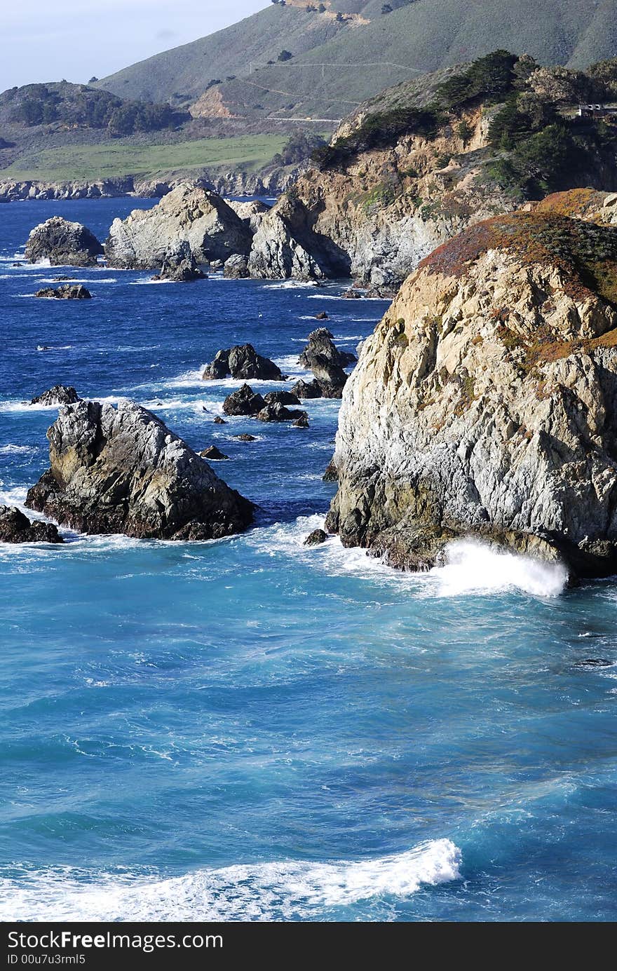 Beautiful Big Sur along California coast on a sunny day. Beautiful Big Sur along California coast on a sunny day