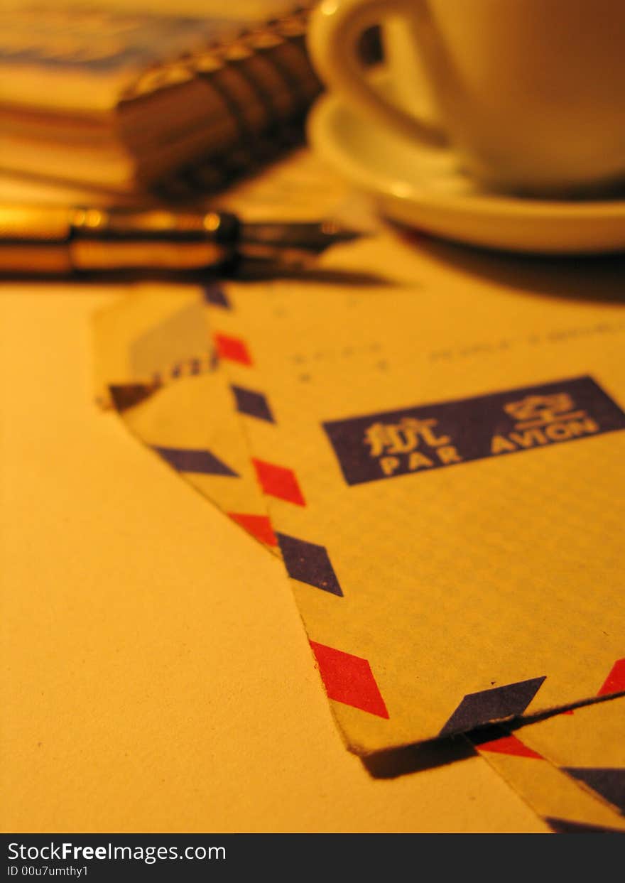 Pen and air postal envelope