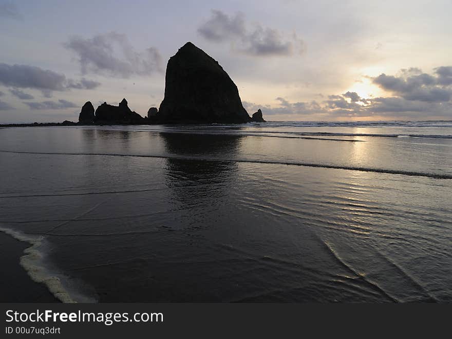 Cannon Beach at Oregon Coast in late afternoon. Cannon Beach at Oregon Coast in late afternoon