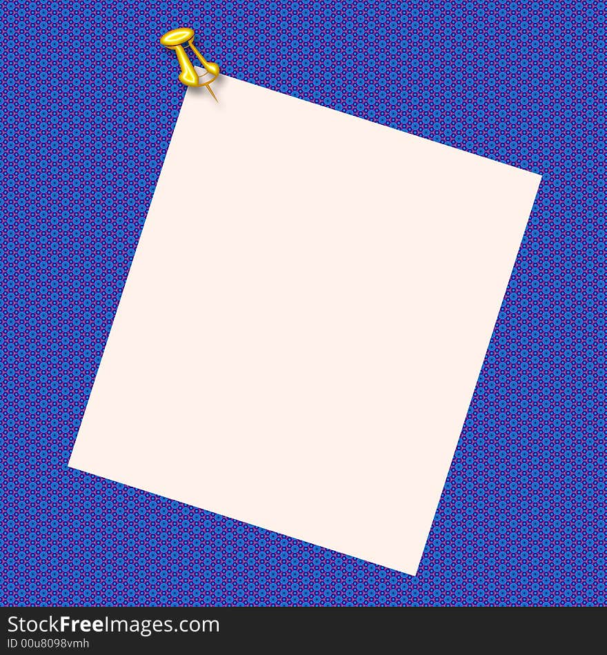 Blank white paper thumbtacked on textured background illustration. Blank white paper thumbtacked on textured background illustration