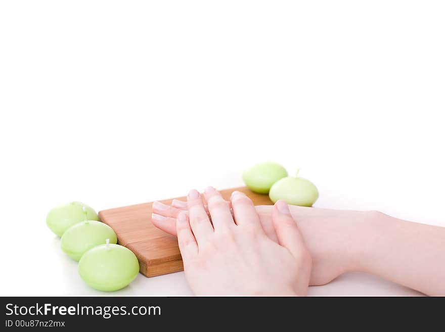 Female hands on the table/ wainting for manicure