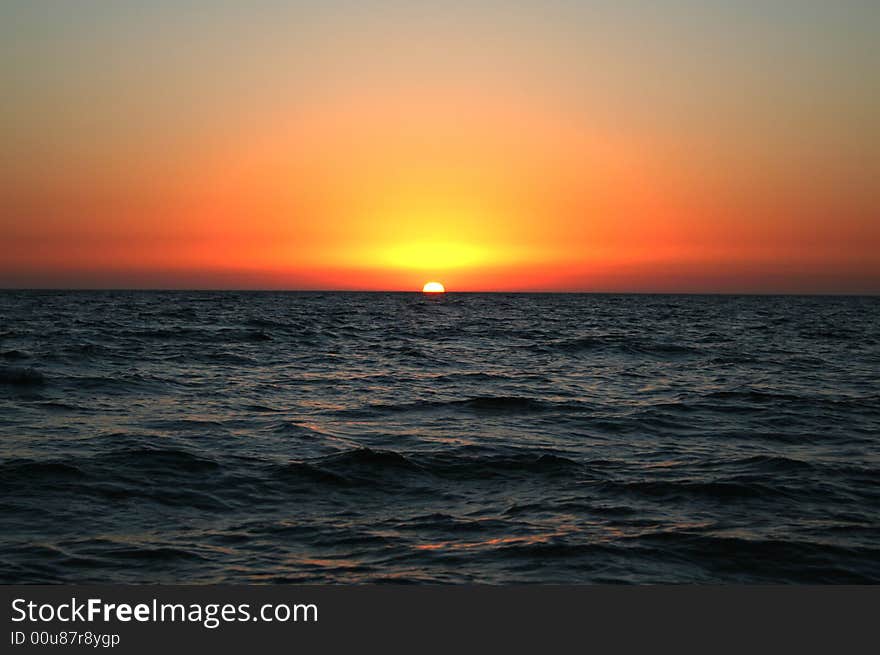 Beautiful sunset over the ocean, from West beach, Adelaide, Australia. Beautiful sunset over the ocean, from West beach, Adelaide, Australia