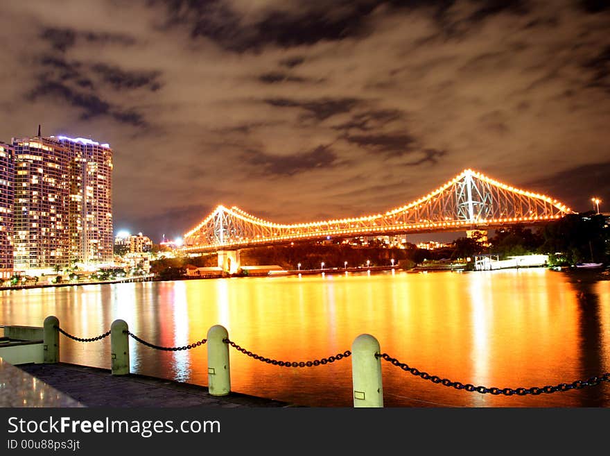 A bridge in Brisbane, Australia, taken late in the evening. A bridge in Brisbane, Australia, taken late in the evening