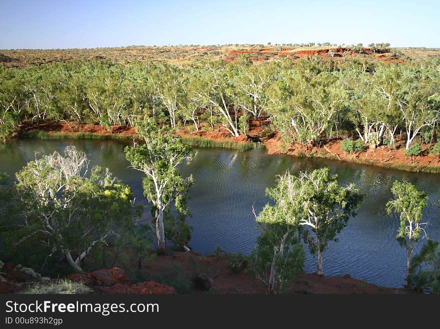 Beautiful Australian landscape. Shot of a river with surrounded forest. Beautiful Australian landscape. Shot of a river with surrounded forest.