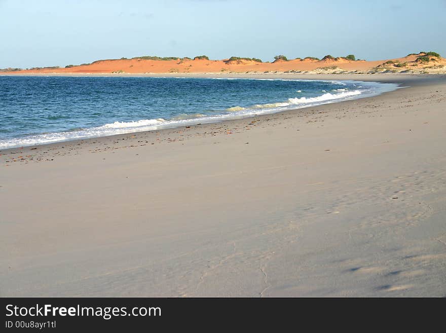 Blue sky over the bay of sandy beach . Australian