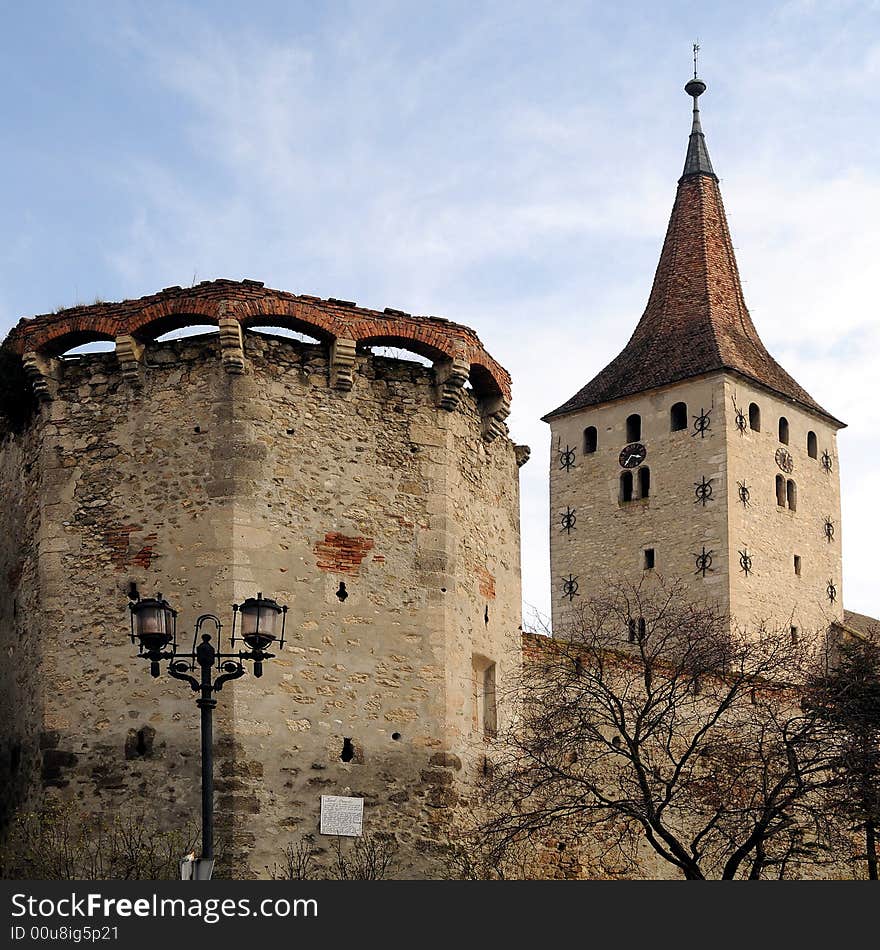 Details of an old tower. Baroque style. Details of an old tower. Baroque style