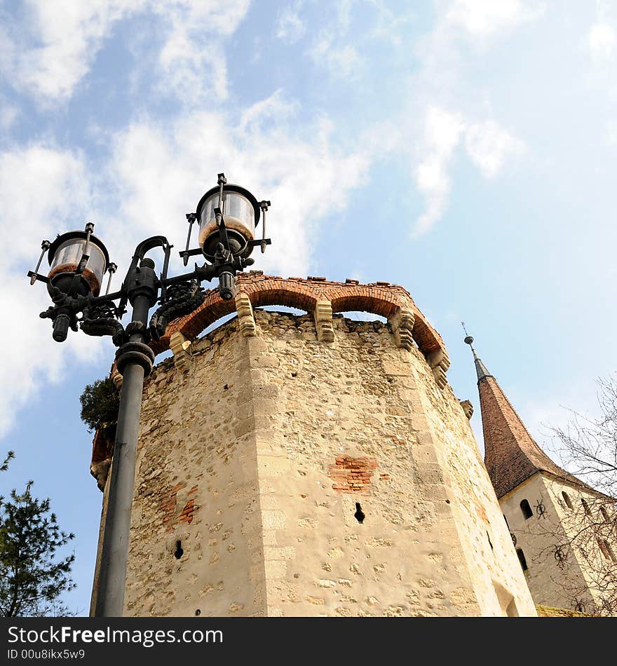 Details of an old tower. Baroque style. Details of an old tower. Baroque style