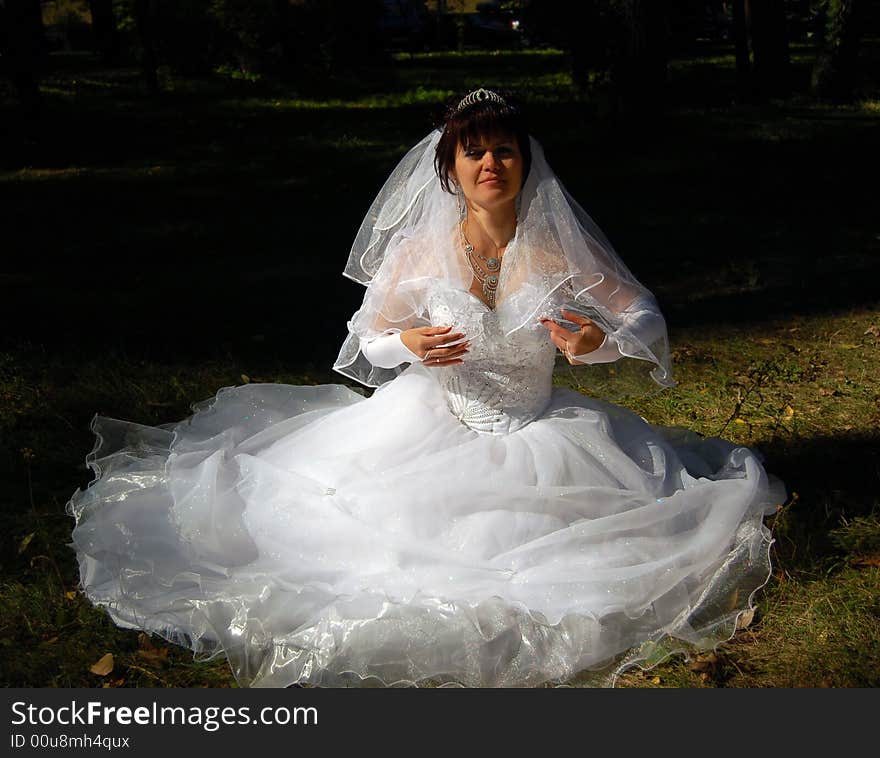 Bride portrait on the grass. Bride portrait on the grass