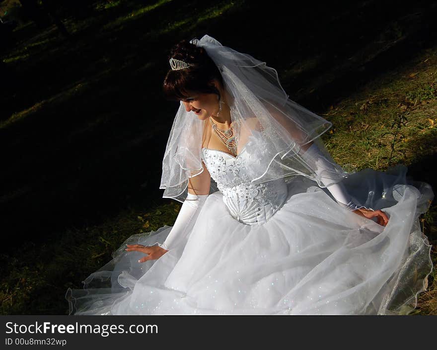 Bride portrait on the grass. Bride portrait on the grass